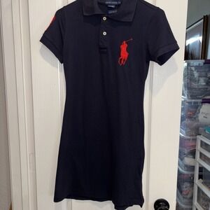 Polo by Ralph Lauren Navy Blue Dress with Red Logo